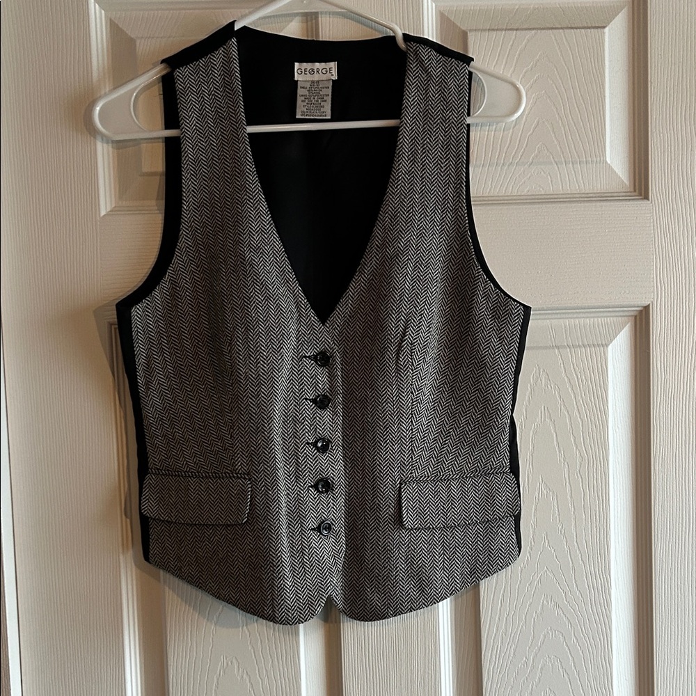 George Monochrome Herringbone Vest